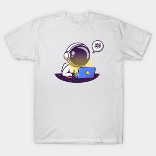 Cute Astronaut Working On Laptop T-Shirt